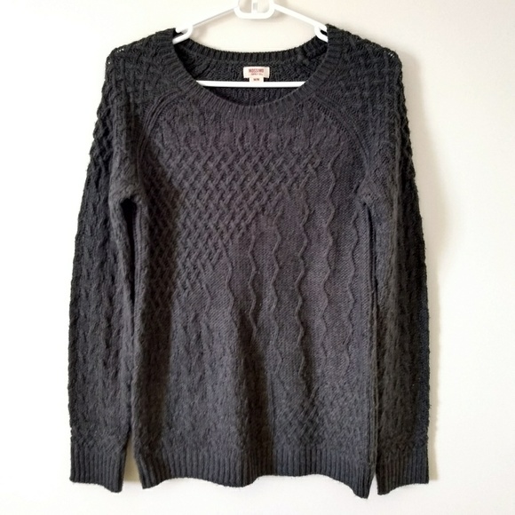 Mossimo Supply Co. Sweaters - Chunky Cable Knit M Sweater Charcoal Gray Crewneck Pullover